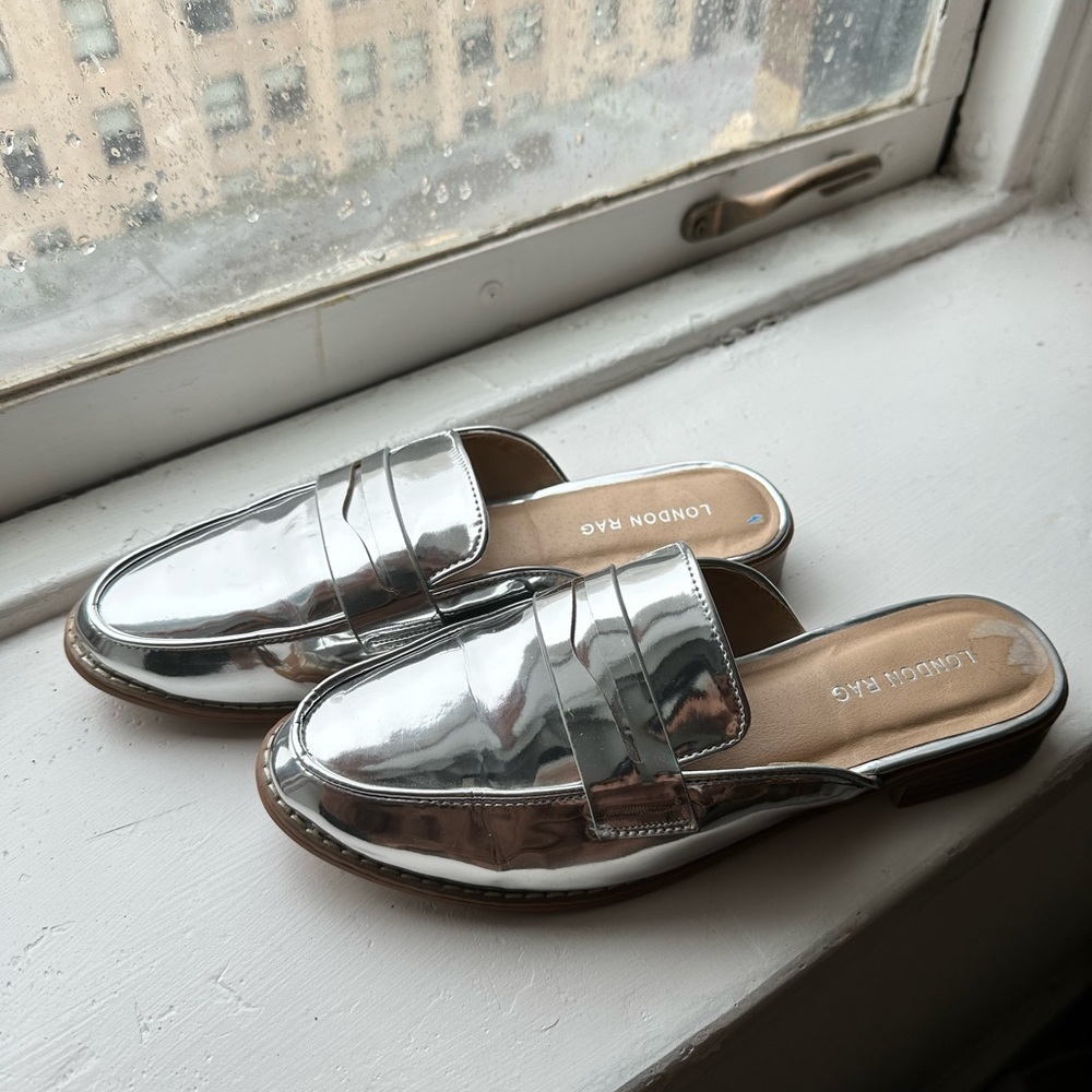 Metallic Slip On Loafers